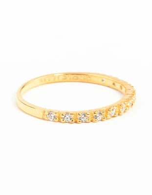 Gold Plated Sterling Silver Pave Diamante Ring