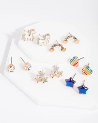 Kids Rainbow Stud Earring 6-Pack