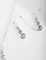 Diamond Simulant Graduating Crystal Necklace & Earrings Set