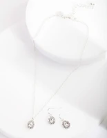 Diamond Simulant Teardrop Earrings & Necklace Set