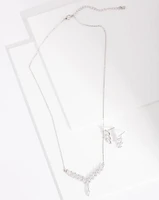 Diamond Simulant Slanted Earrings Necklace Set