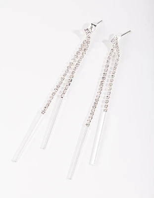 Silver Diamante Cup Chain Drop Earrings