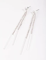 Silver Diamante Cup Chain Drop Earrings