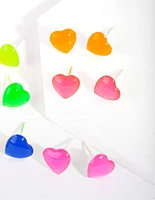 Kids Silver Rainbow Heart Stud Earring 6-Pack