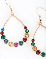 Gold Teardrop Multi Diamante Earrings