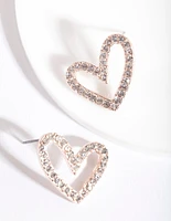 Rose Gold Diamante Heart Earring