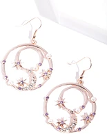 Rose Gold Celestial Diamante Circle Earrings