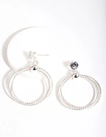 Silver Tri Diacut Circle Drop Earrings