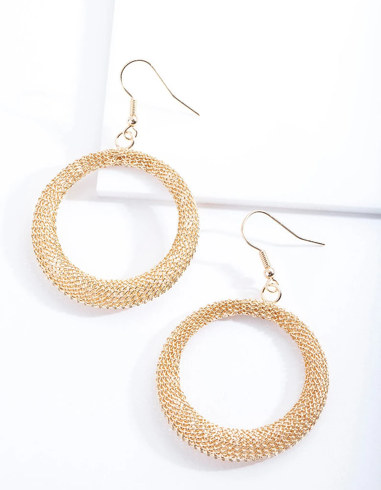 Gold Mesh Circle Earrings