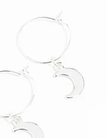 Silver 13mm Moon Hoop Earrings