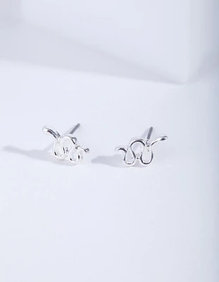 Silver Snake Stud Earrings