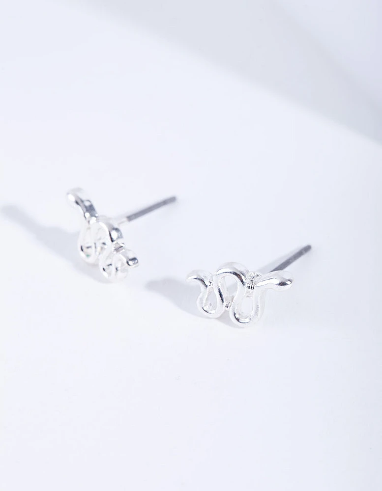 Silver Snake Stud Earrings