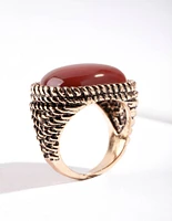 Antique Gold Swirl Brown Stone Ring