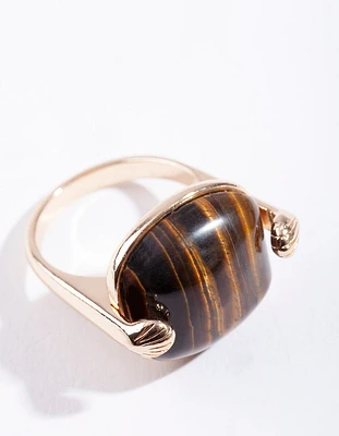 Gold Stone Claw Ring