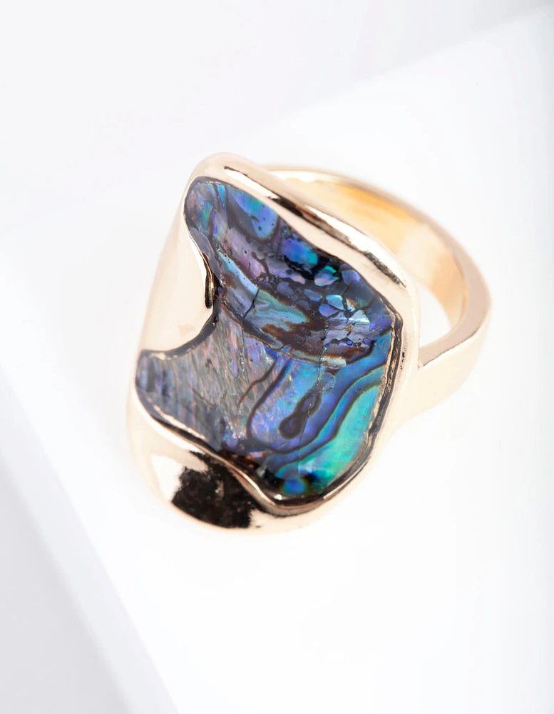 Gold Abalone Wave Ring