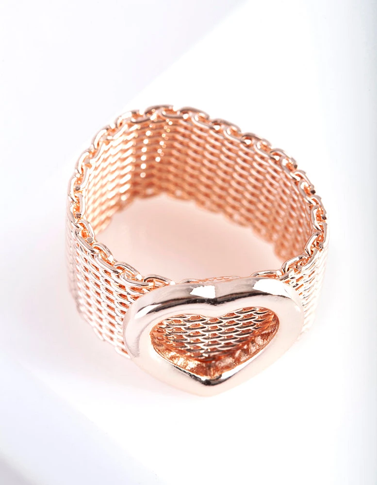 Rose Gold Thick Chain Heart Ring