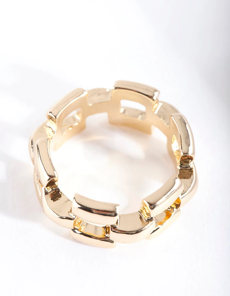 Gold Woven Chain Ring