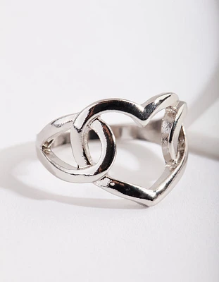 Silver Intertwined Heart Ring