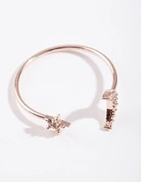 Rose Gold Cubic Zirconia Moon & Star Ring