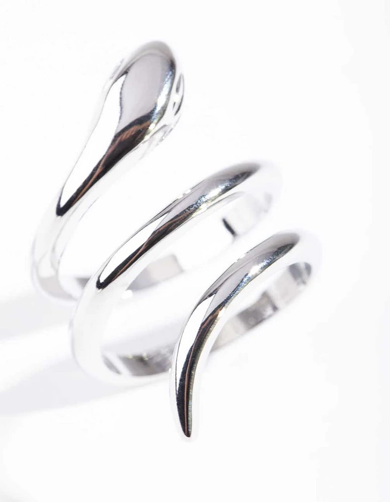 Rhodium Sleek Wrap Ring