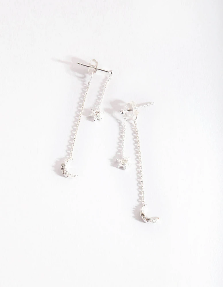 Sterling Silver Diamante Drop Earrings