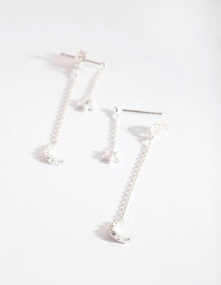 Sterling Silver Diamante Drop Earrings