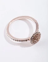 Rose Gold Round Diamante Ring