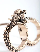 Antique Gold Multifinger Etched Dragon Ring