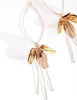 Gold Metal Flower Drop Earrings