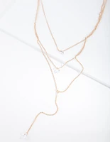 Gold Cubic Zirconia Y Necklace