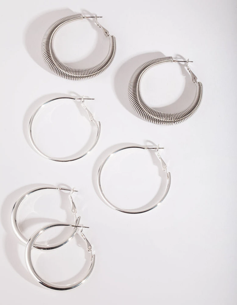 Silver Thick Hoop Pack