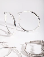 Silver Thick Hoop Pack