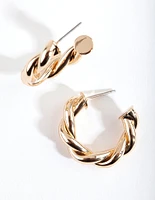 Gold Medium Rope Hoop Earrings