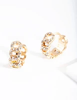 Gold Pave Looped Mini Hoop Earrings