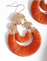 Gold Thread Wrap Drop Earrings