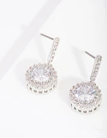 Diamond Simulant Circle Drop Earrings