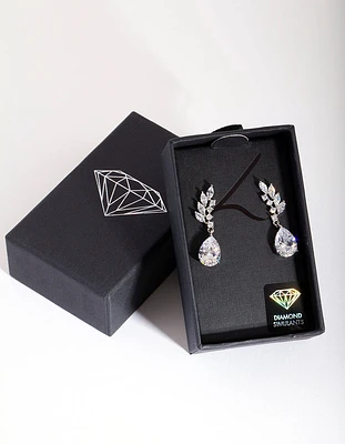 Diamond Simulant Leaf Crawler Earrings