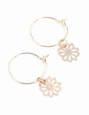 Rose Gold Dainty Petal Hoop Earrings