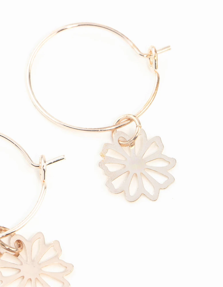 Rose Gold Dainty Petal Hoop Earrings