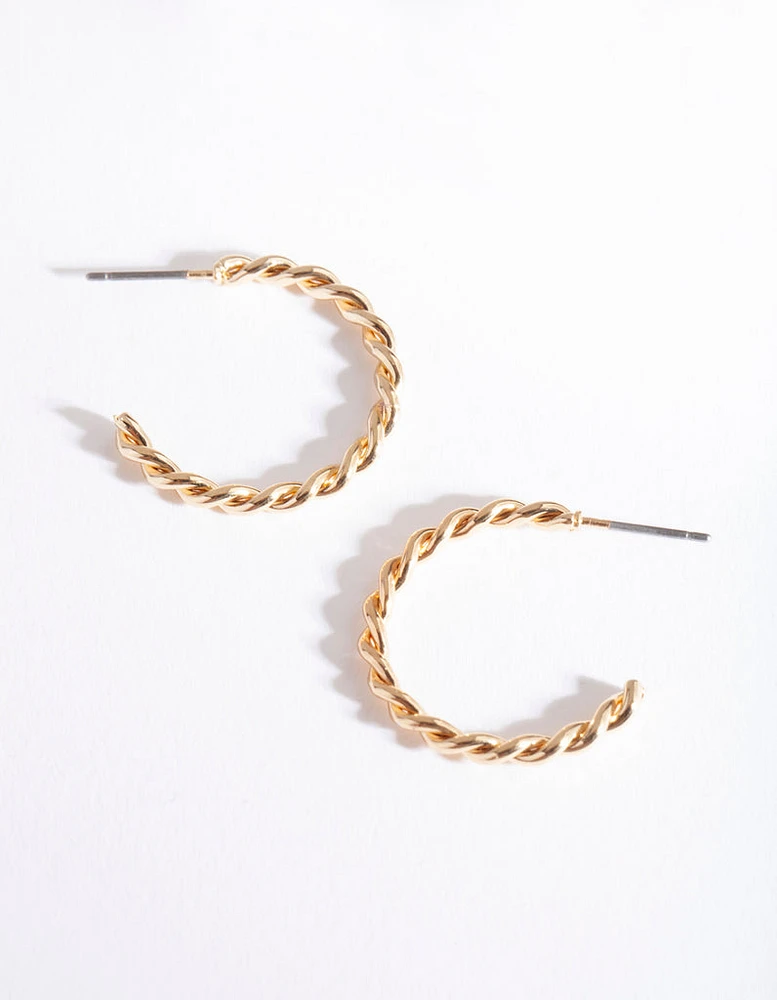 Gold Twisted Hoop Earrings