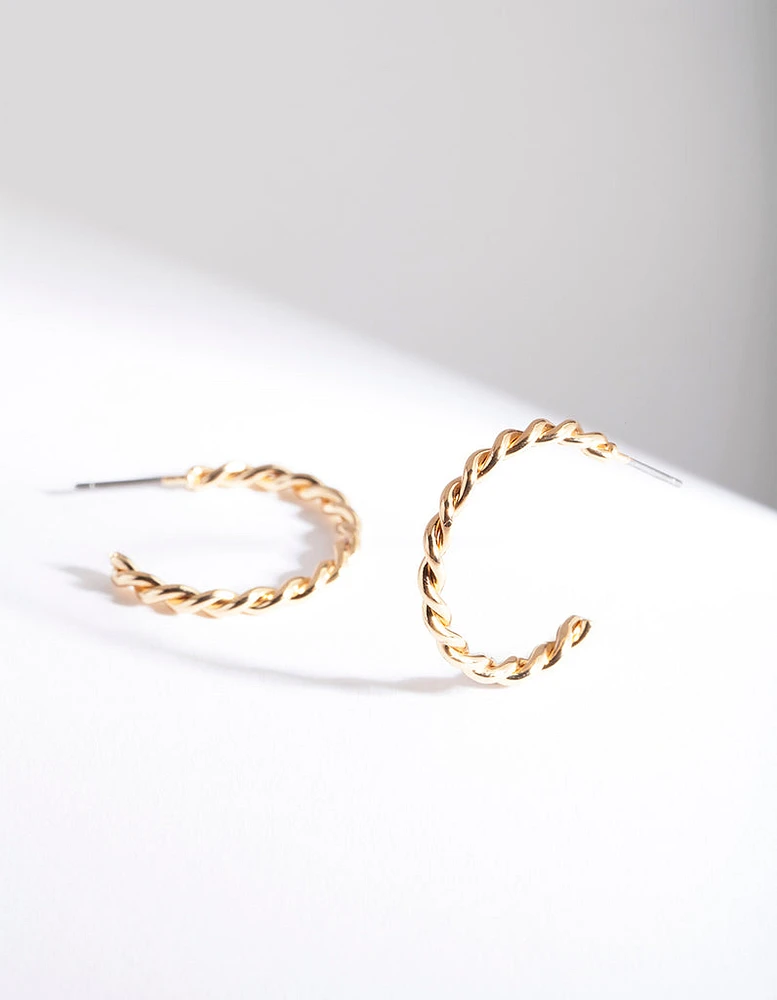 Gold Twisted Hoop Earrings