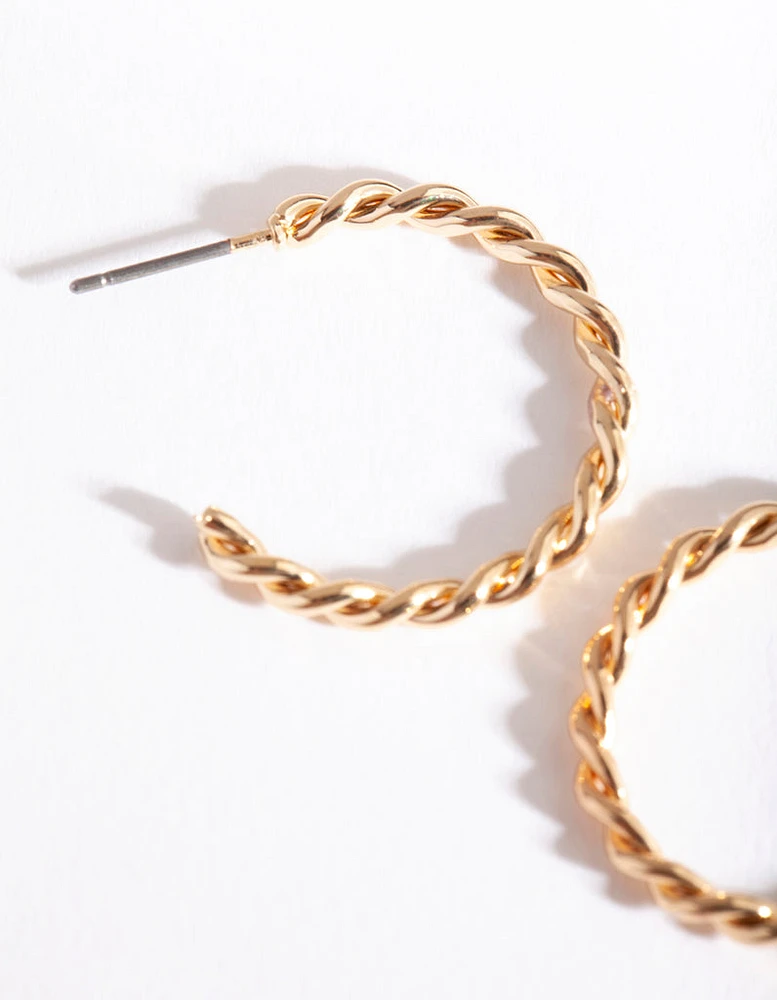 Gold Twisted Hoop Earrings