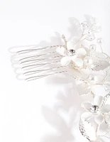 Silver Pearl Flower Hair Wrap