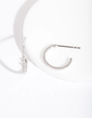 Silver Cubic Zirconia Open Hoop Earrings