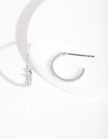 Silver Cubic Zirconia Open Hoop Earrings