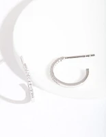 Silver Cubic Zirconia Open Hoop Earrings