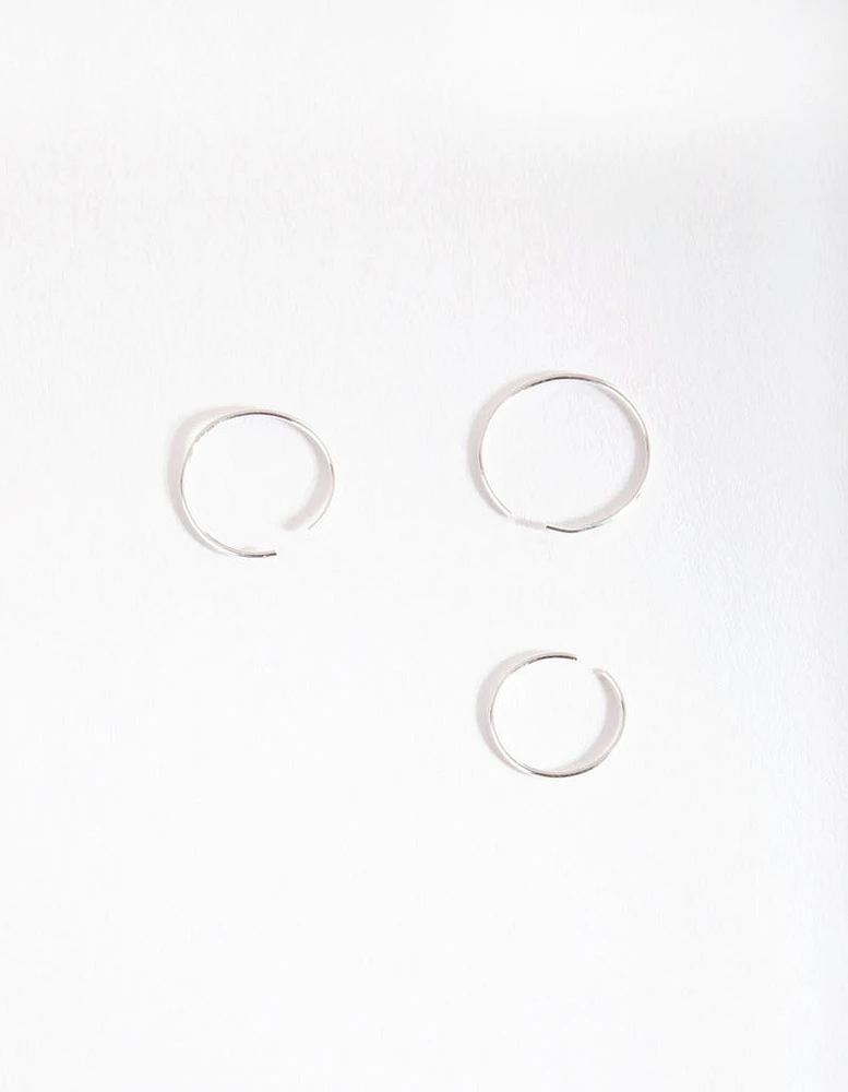 Silver Fine Graduating Nose Ring Pack