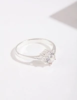 Sterling Silver 6 Claw 5mm Cubic Zirconia Ring
