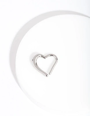 Rhodium Heart Clicker Earring