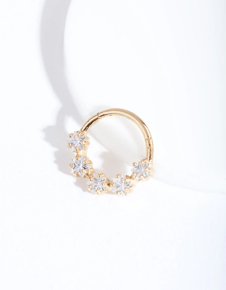 Gold Cubic Zirconia Star Clicker Earring